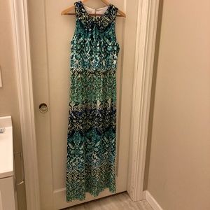 London Times Patterned Full-Length Dress